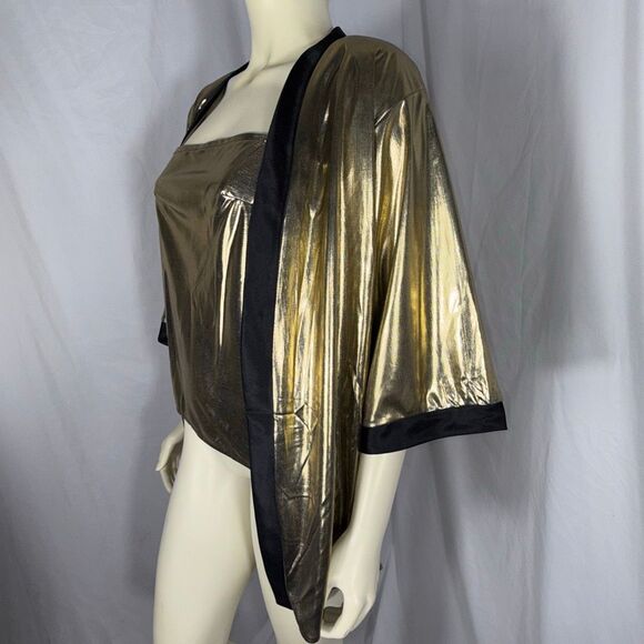 Vintage 80s Rob Hill for Mister Jay Gold Metallic Lamé Twinset Jacket & Tank | D - Picture 6 of 12